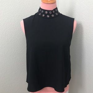 High neck rivet crop top size medium
